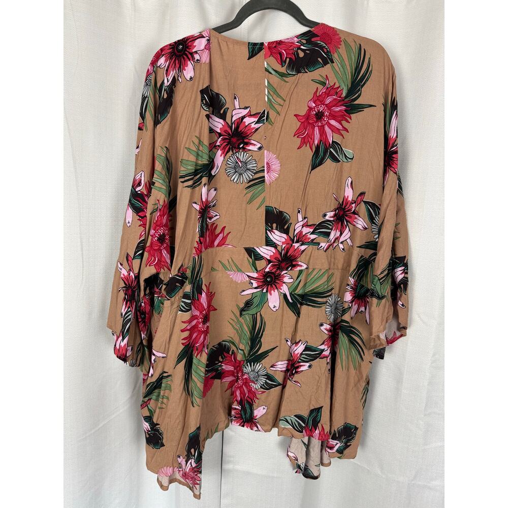 Simple Suzanne Betro Floral Kimono Boho Tropical Bell Sleeve 4X - Picture 2 of 7